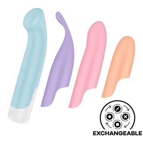 Набір 4-в-1 Satisfyer Playful Four, вібратор та 4 насадки, 12 режимів Да фото