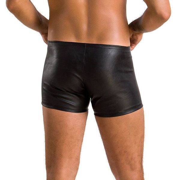 Чоловічі шкіряні боксери з блискавками Passion 049 SHORT MATT L/XL Black Да фото