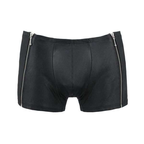 Чоловічі шкіряні боксери з блискавками Passion 049 SHORT MATT L/XL Black Да фото