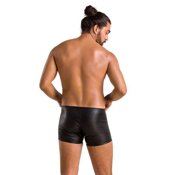 Чоловічі шкіряні боксери з блискавками Passion 049 SHORT MATT L/XL Black Да фото