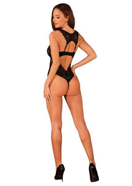 Мереживне боді Obsessive Donna Dream crotchless teddy XL/2XL Black, відкритий доступ Да фото
