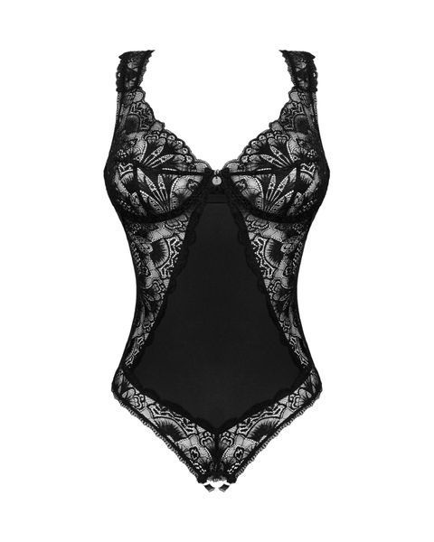 Мереживне боді Obsessive Donna Dream crotchless teddy XL/2XL Black, відкритий доступ Да фото