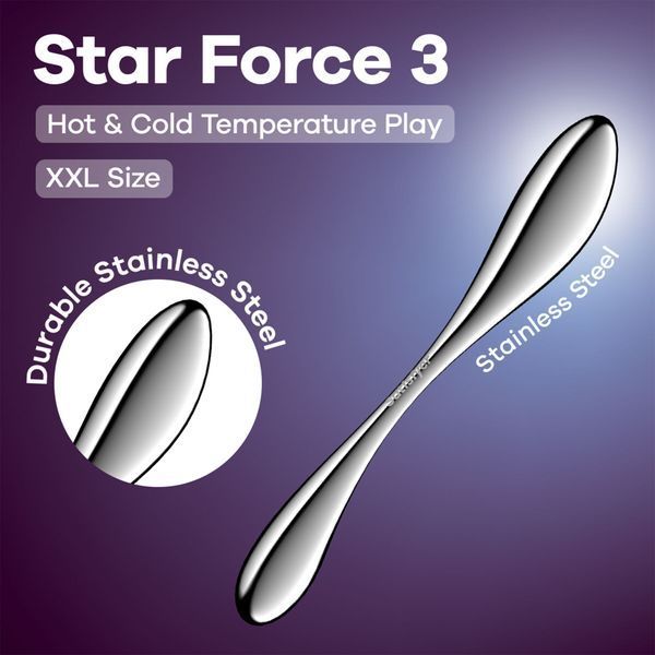 Металевий дилдо Satisfyer Star Force 3, двосторонній, можна нагрівати та охолоджувати, дуже важкий Да фото