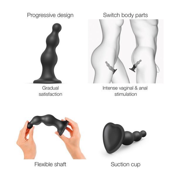 Насадка для страпона Strap-On-Me Dildo Plug Beads Black S Да фото