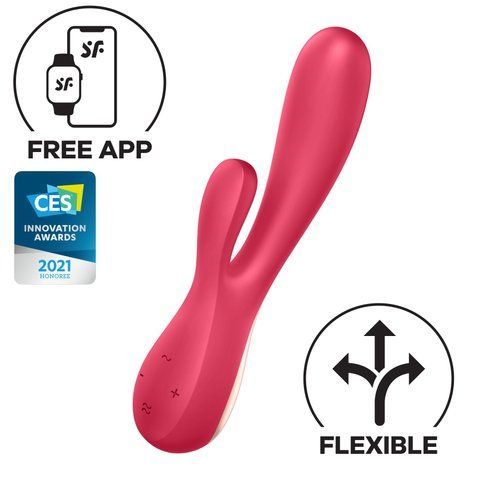 Смарт вібратор-кролик Satisfyer Mono Flex Red, 2 мотори, керування через інтернет SO3900 фото