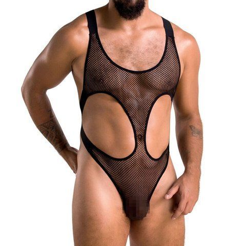 Чоловіче сітчасте боді Passion 040 LEON L/XL Black, сітка, резинки Да фото