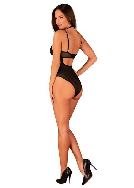 Прозоре боді Obsessive Selinne teddy XS/S Black, дрібна сітка, подвійні бретелі Да фото