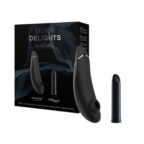 Преміальний подарунковий набір Silver Delights Collection: Womanizer Premium та We-Vibe Tango Да фото