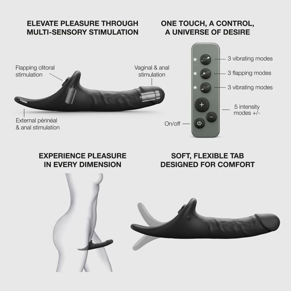 Вібронасадка для страпону з вакуумною стимуляцією Strap-On-Me Multi Orgasm Realistic Dildo M Black Да фото