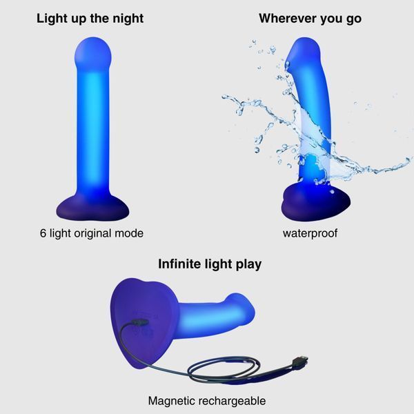Дилдо, що світиться Strap-On-Me Glow-LED Dildo Purple - M Да фото