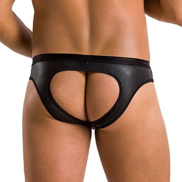 Чоловічі сліпи з вирізами Passion 041 SLIP JOE L/XL Black, екошкіра, відкриті сідниці Да фото