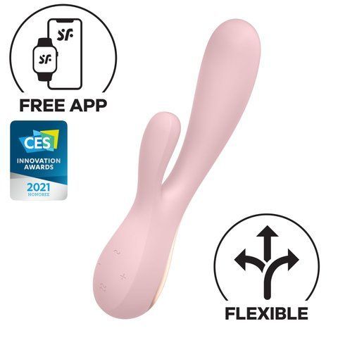 Смарт вібратор-кролик Satisfyer Mono Flex Mauve, 2 мотори, керування через інтернет Да фото
