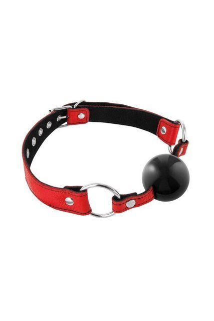 Кляп Fetish Tentation Premium Leather Gag with Silicone Ball (Red), силіконова кулька Да фото