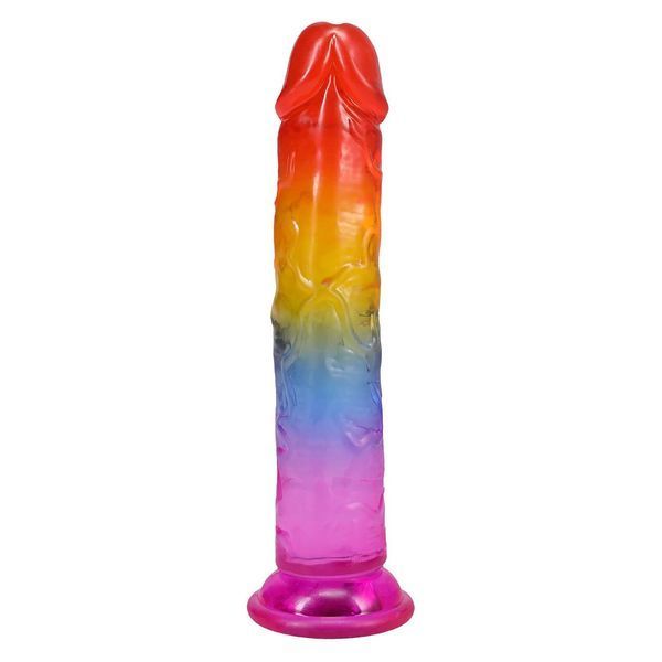 Дилдо Doc Johnson Crystal Jellies - 7 Inch Сlassic Dong - Rainbow SX4447 фото