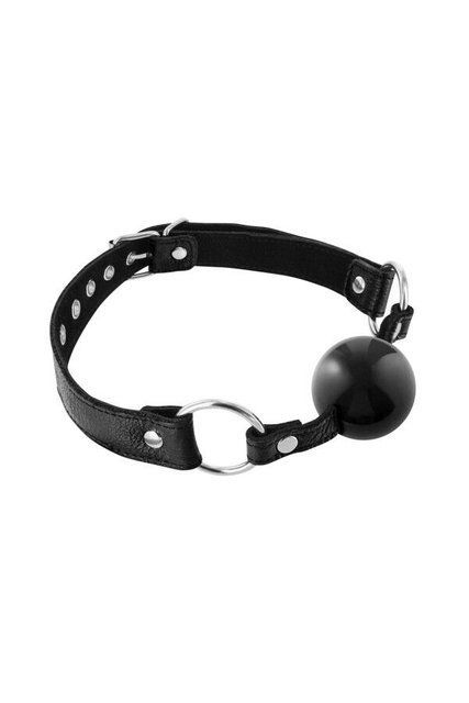 Кляп із силіконовою кулькою Fetish Tentation Premium Leather gag with silicone ball Black, шкіра Да фото